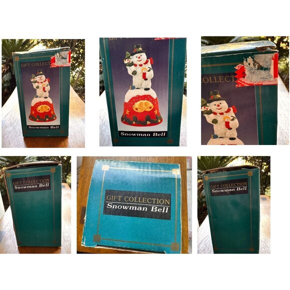 Vintage Gift Collection Snowman Bell New Christmas Trees Porcelain Present Gift - Picture 11 of 12